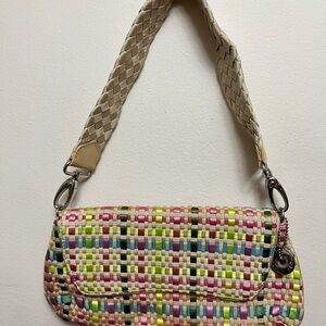 The Sak Pink and Cream Shoulder Bag with Multi-Colored Pattern